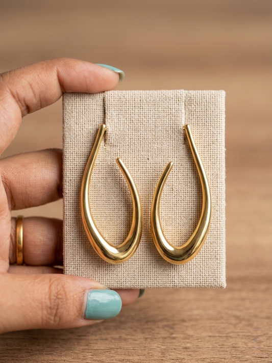 Jalparee Modernist Abstract Fluid Gold Hoops