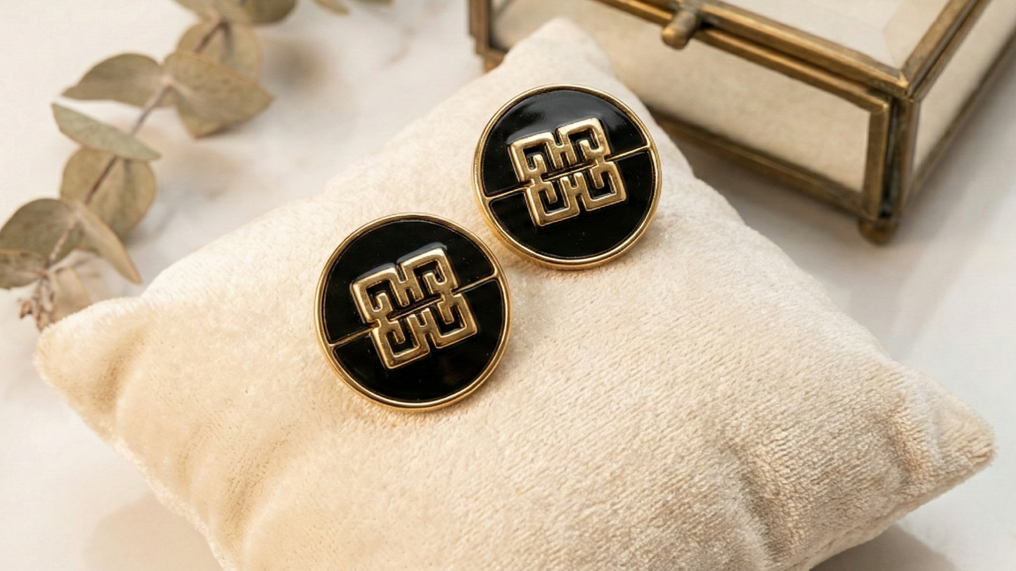 Jalparee Midnight Labyrinth Black & Gold Indo-Western Studs