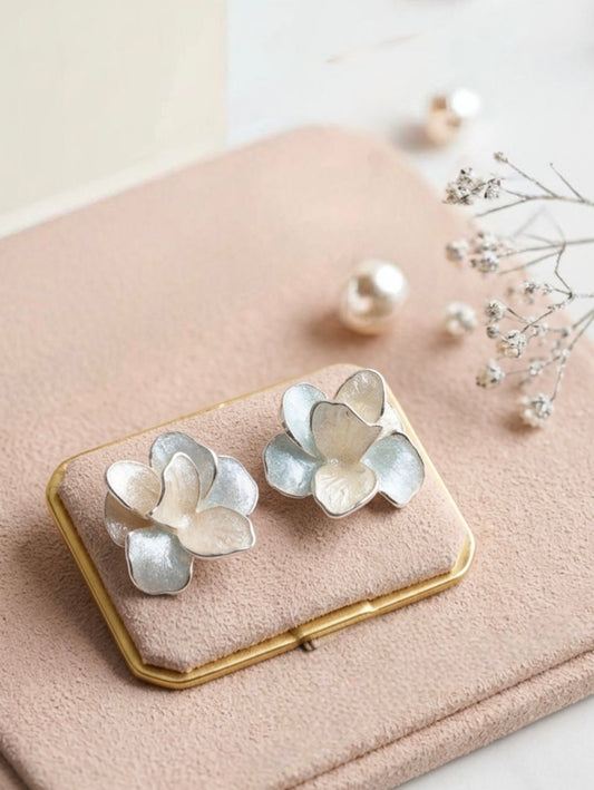 Jalparee Blooming Magnolia Floral Stud Earrings – Pastel Matte Finish Western Earrings