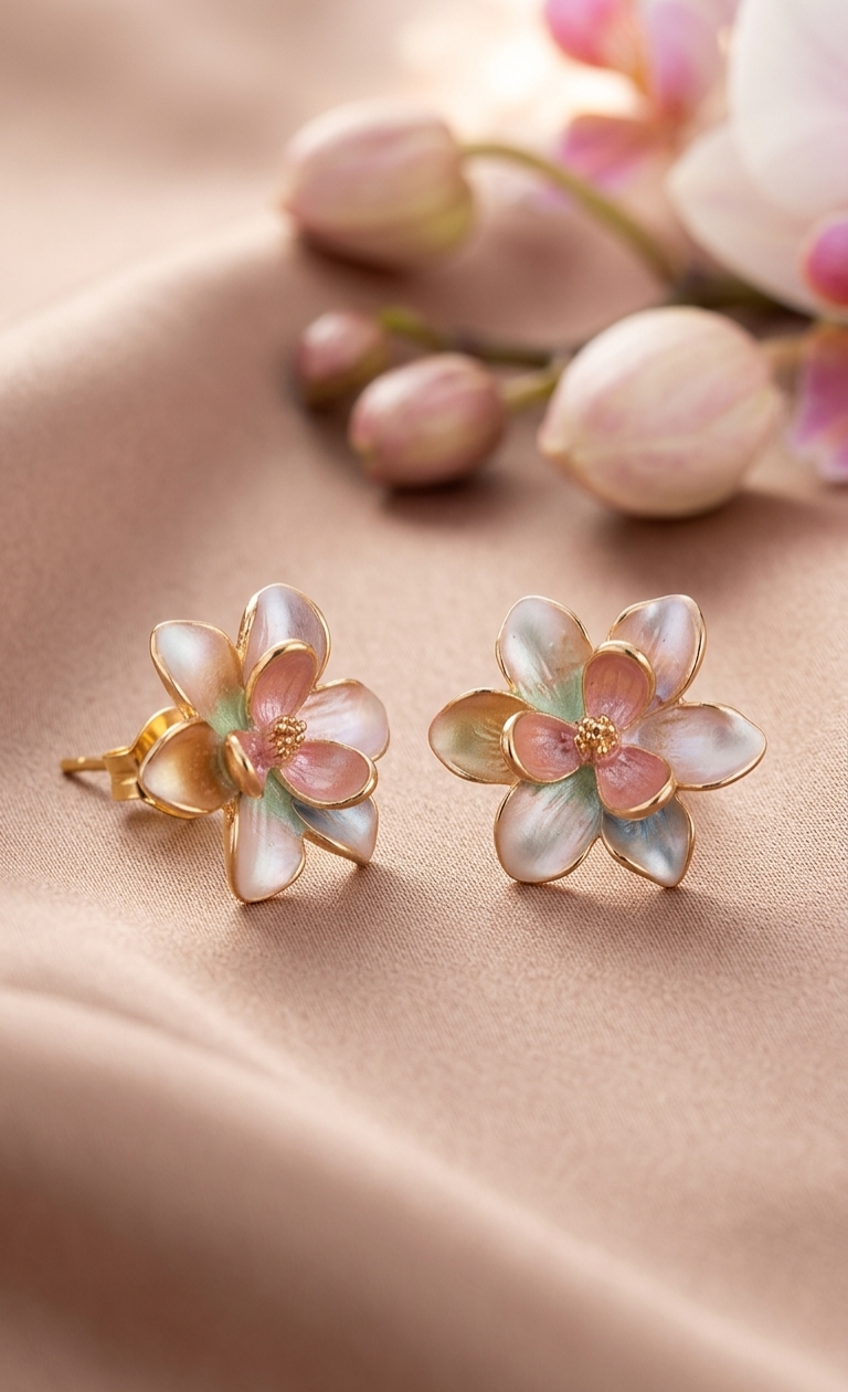 Iridescent Floral Western Studs by Jalparee