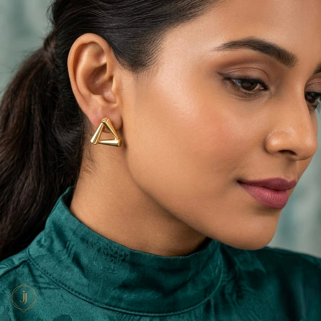 Jalparee Astra Geometric Gold Stud Earrings – Contemporary Western Design
