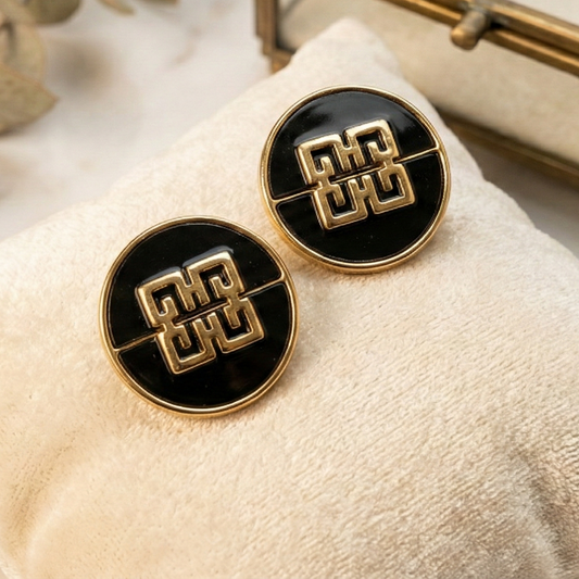 Jalparee Midnight Labyrinth Black & Gold Indo-Western Studs