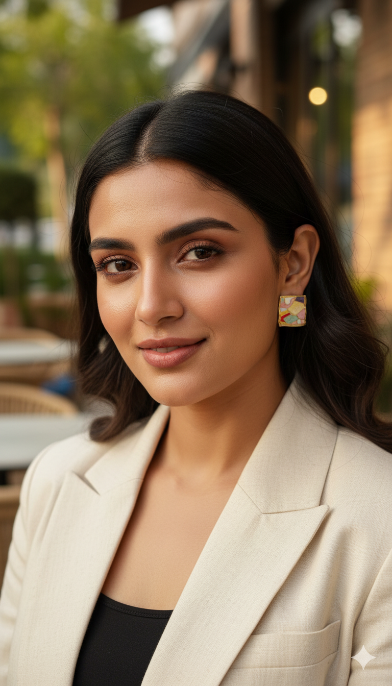 Vibrant Enamel Abstract Square Western Earrings