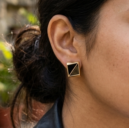 Jalparee Noir Geometric Stud Earrings
