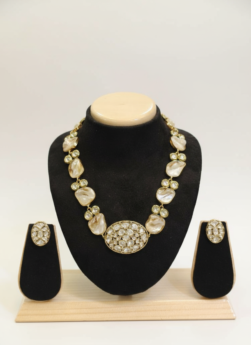 Regal Polki & Baroque Pearl Necklace Set