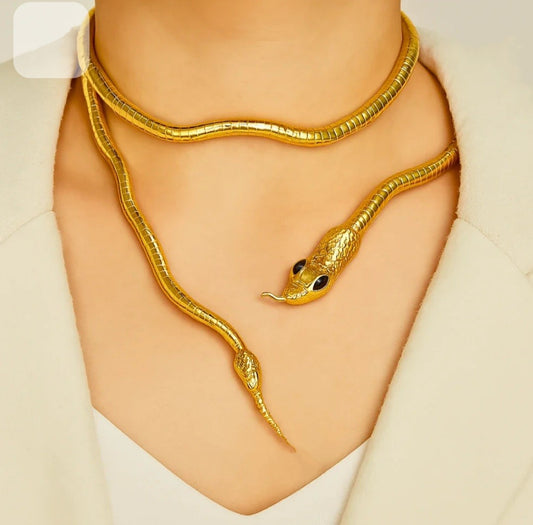 Flexible Snake Design Golden Anti-Tarnish Multi-Wear Neckpiece