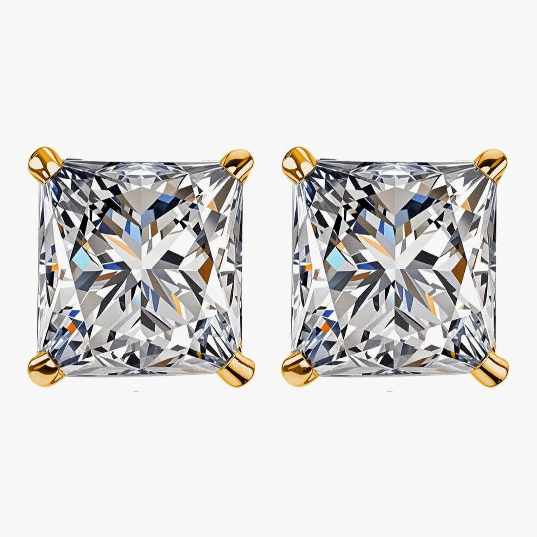 5mm Solitaire Princess Cut American Diamond Stud Earrings