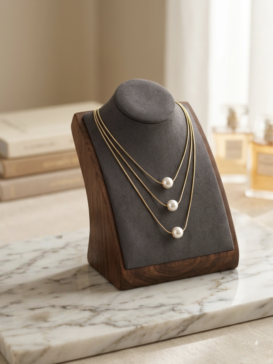 Jalparee Elegant 3-Layered Gold-Toned Pearl Pendant Necklace | Chic Western Layered Snake Chain for Women