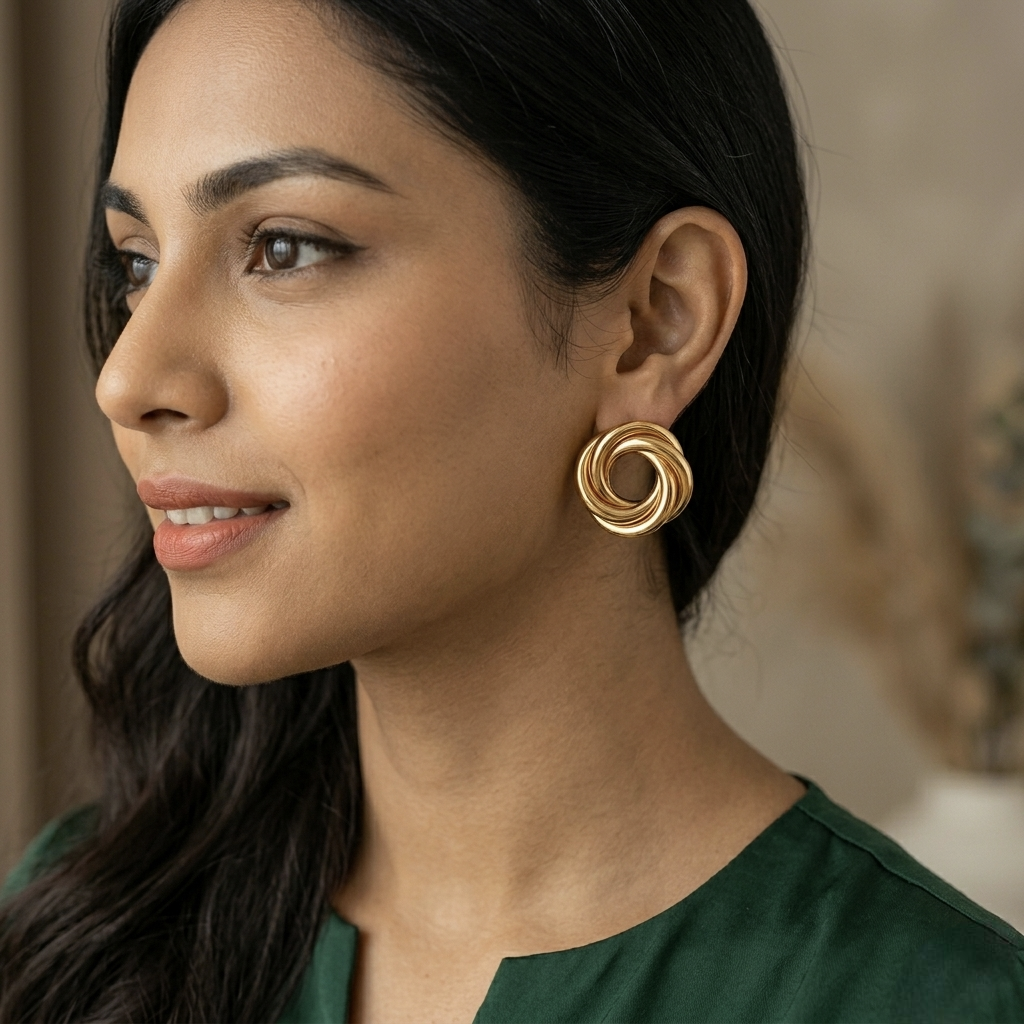 Jalparee Aura Gold-Toned Intertwined Multi-Loop Stud Earrings