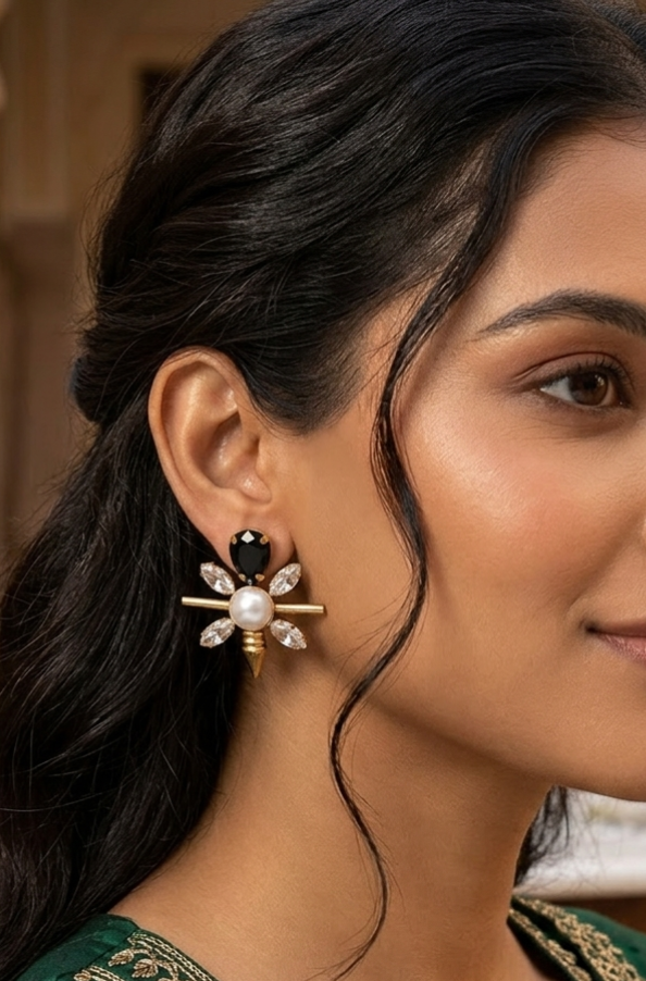 Midnight Bloom Pearl Studs
by Jalparee
