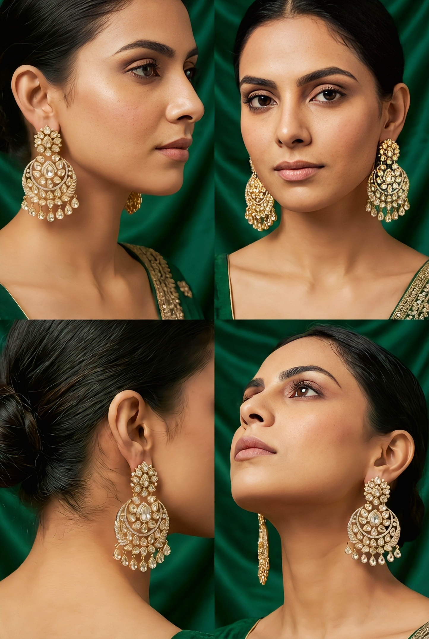The 'Maharani' Crescent Drop Earrings by Jalparee