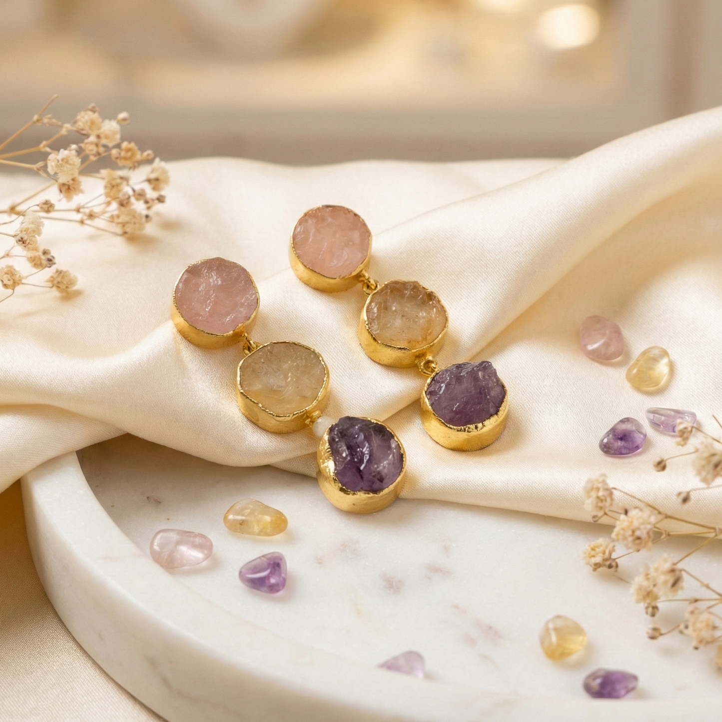 Radiant Trio Drop Earrings