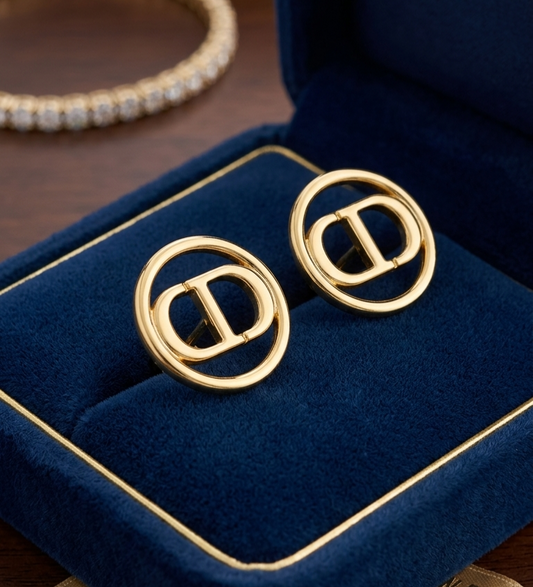 Elegant Circular Monogram Stud Western Earrings