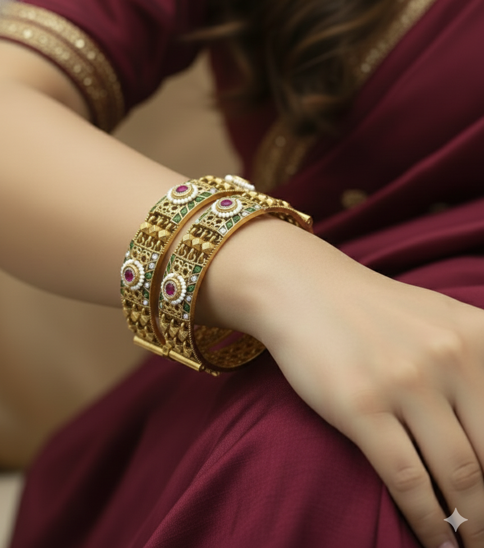 Exquisite Rajwadi Gold-Plated Traditional Bangles