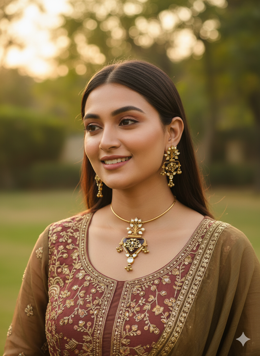 Royal Fusion: Traditional Gold-Plated Choker Set