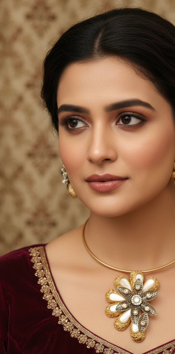 Contemporary Floral Indo-Western Necklace Se