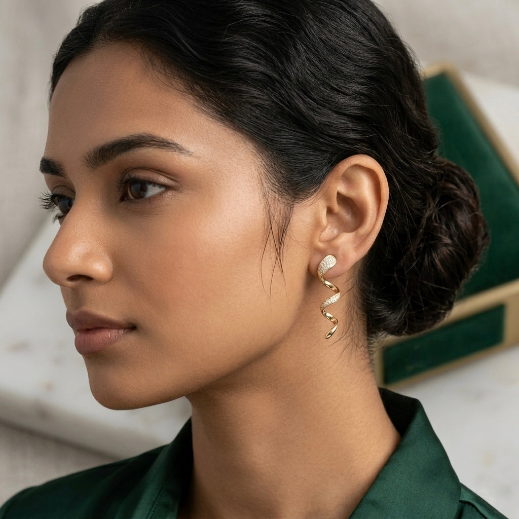 The Serpentine Radiance Spiral Earrings
