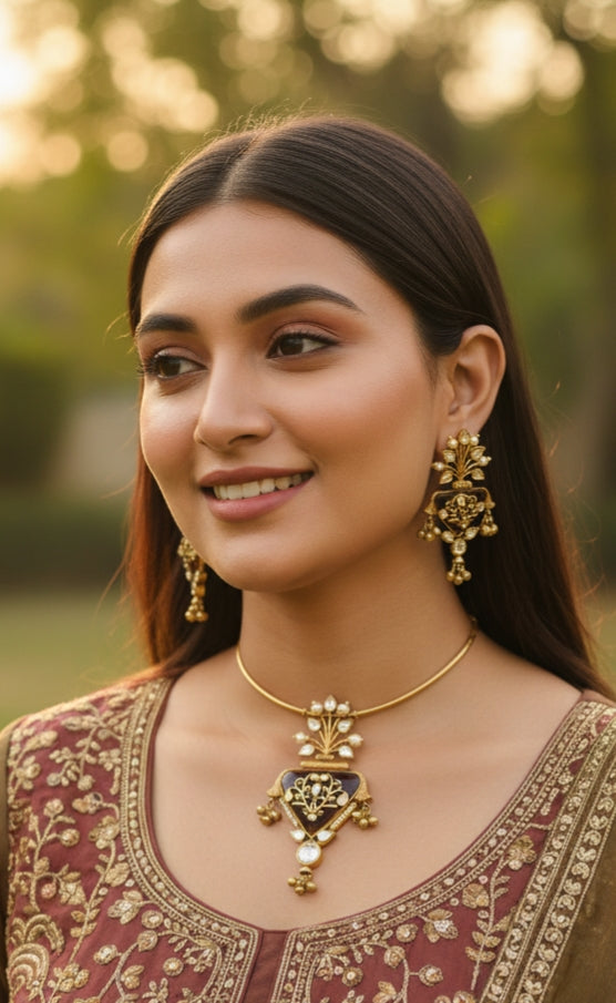 Royal Fusion: Traditional Gold-Plated Choker Set