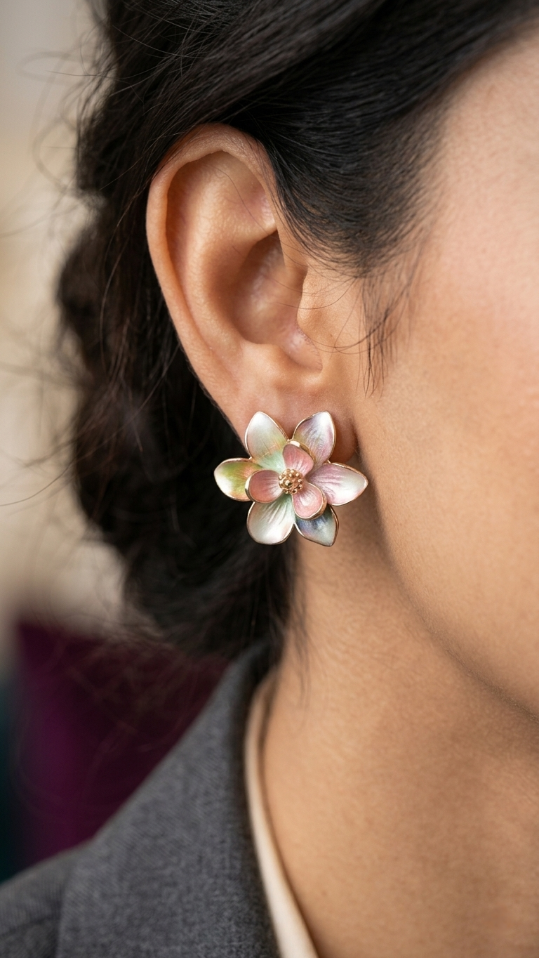 Iridescent Floral Western Studs by Jalparee