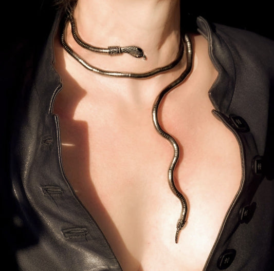 Flexible Snake Design Black Polish Anti-Tarnish Multi-Wear Neckpiece