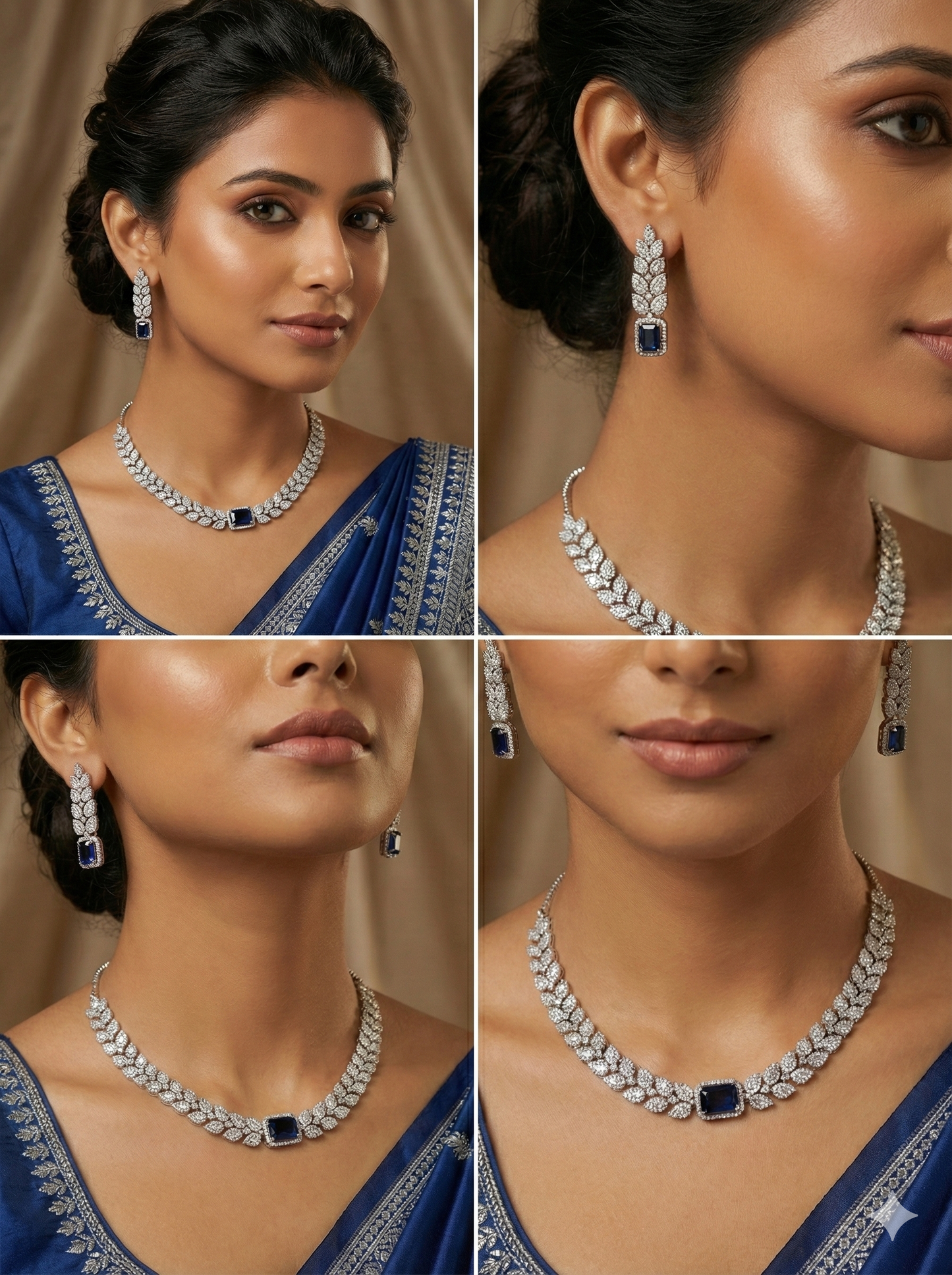 💙 Azure Allure: Jalparee AD Leaf Choker Set